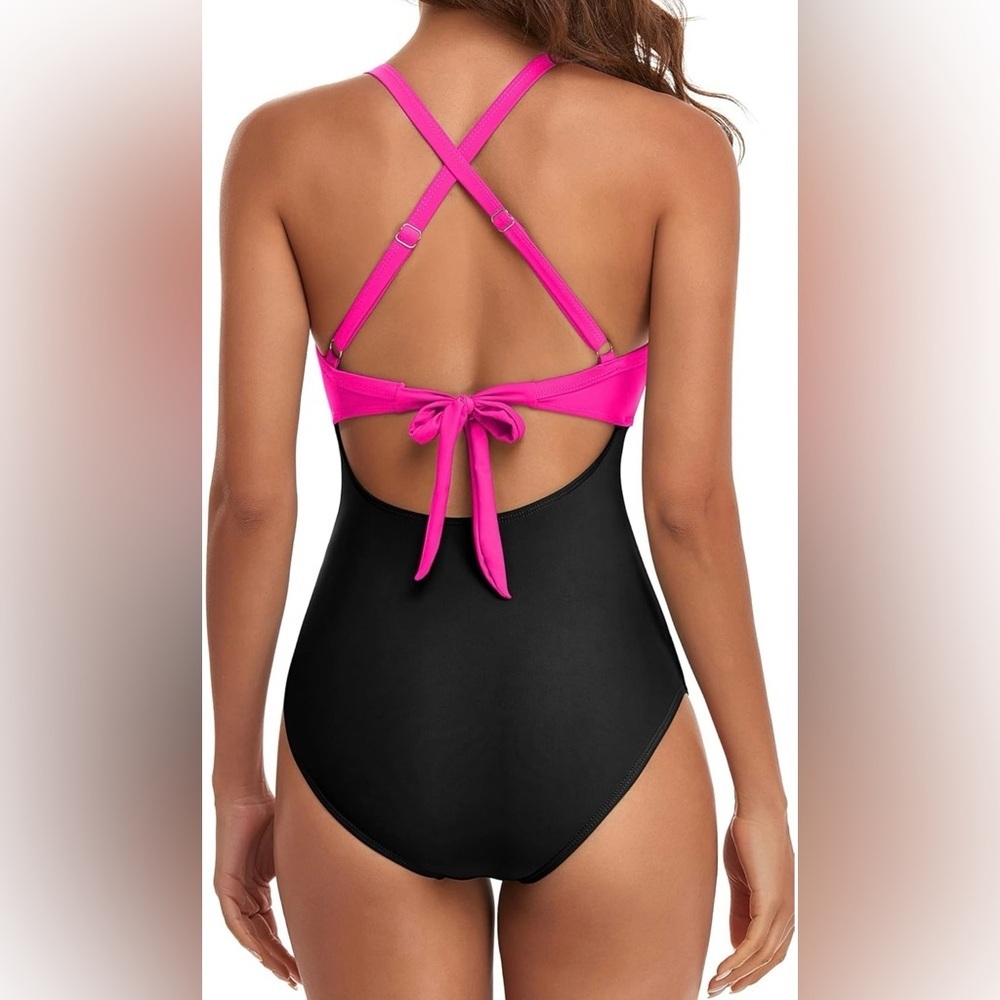 Eomenie Women's One Piece Swimsuits Tummy Control Cutout High Waisted Bathing - Picture 3 of 6